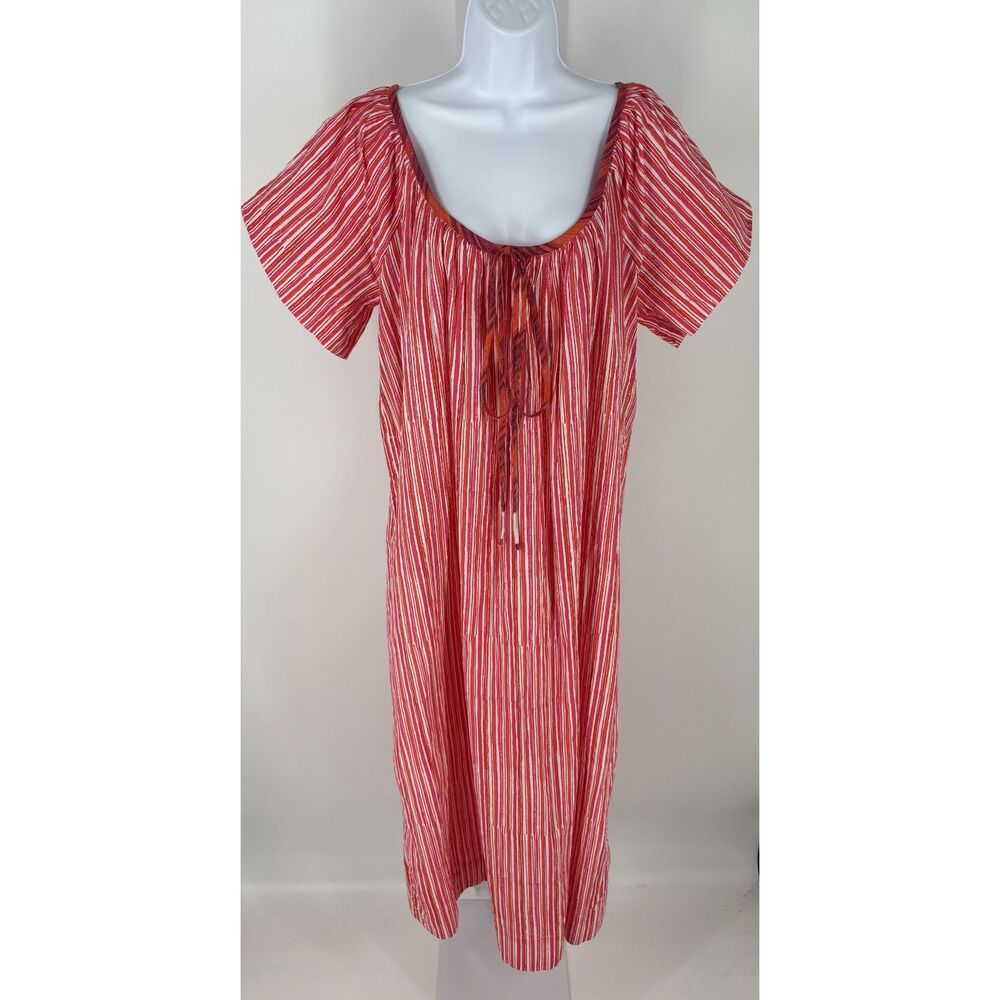 NWT Free People Pink & White Striped Maxi Dress | Boho Tie Neck Dress